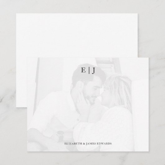 Foto Achtergrond Monogram Koppel Initialen Notitiekaartje (Voorkant / Achterkant)