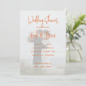 Foto achtergrond Oranje harten doucheuitnodigingen Kaart (Staand voorkant)