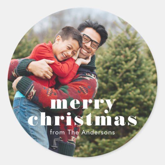 Foto-achtergrond Prettig kerstfeest  Ronde Sticker (Voorkant)