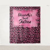 Foto Achtergrond Verjaardagsfeestje Luipaard Tapes Wandkleed (Voorkant)