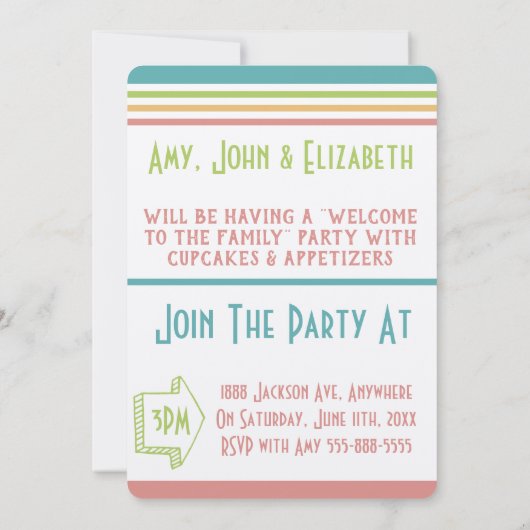 Foto adoptiepartij - Moderne multikleurenstrips Kaart (Achterkant)