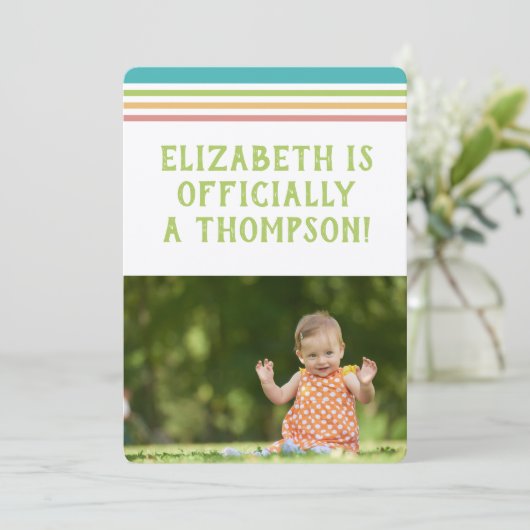 Foto adoptiepartij - Moderne multikleurenstrips Kaart (Staand voorkant)