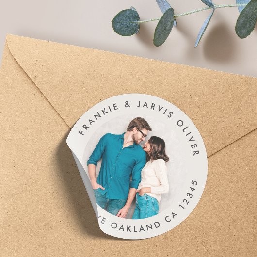Foto Adres Sticker | Ronde Envelope Zegellak Label