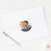 Foto Afbeelding Blue Custom Modern Wedding Favor Ronde Sticker (Envelop)