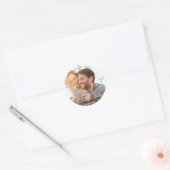 Foto Afbeelding Elegant Wit Modern BEWAAR DE DATUM Ronde Sticker (Envelop)