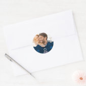 Foto Afbeelding Glam Royal Blue Bow Wedding Favor Ronde Sticker (Envelop)