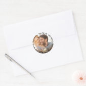 Foto Afbeelding Goud Modern Bewaar de Datum Trouwe Ronde Sticker (Envelop)