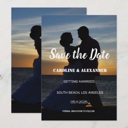 Foto Afbeelding Happy Na Elegant Wedding Save The Date (Voorkant / Achterkant)