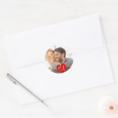 Foto Afbeelding Modern Rood Hart Trouwgunst Ronde Sticker (Envelop)