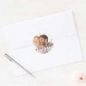 Foto Afbeelding Red White Holiday Weddenschap Favo Ronde Sticker (Envelop)