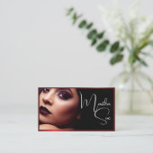 Foto Afbeelding Sjabloon Influencer Model Rood Cla Visitekaartje (Staand voorkant)