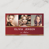 Foto Afbeelding Sjabloon Luxe Golden Beauty Salon Visitekaartje (Voorkant)