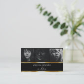 Foto Afbeelding Sjabloon Luxe Golden Black Salon Visitekaartje (Staand voorkant)