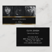 Foto Afbeelding Sjabloon Luxe Golden Black Salon Visitekaartje (Voorkant / Achterkant)