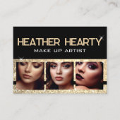 Foto Afbeelding Sjabloon Luxe Gouden Glitter Sterr Visitekaartje (Voorkant)