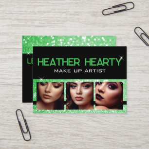 Foto Afbeelding Sjabloon Luxe Groene Glitter Sterr Visitekaartje