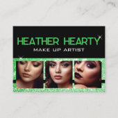 Foto Afbeelding Sjabloon Luxe Groene Glitter Sterr Visitekaartje (Voorkant)