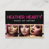 Foto Afbeelding Sjabloon Luxe Roos Gouden Glitter Visitekaartje (Voorkant)