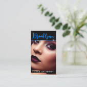 Foto Afbeelding Sjabloon Modern Cool Neon Blue Slo Visitekaartje (Staand voorkant)