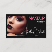 Foto Afbeelding Sjabloon Plain Classic Zwart Roze Visitekaartje (Voorkant)