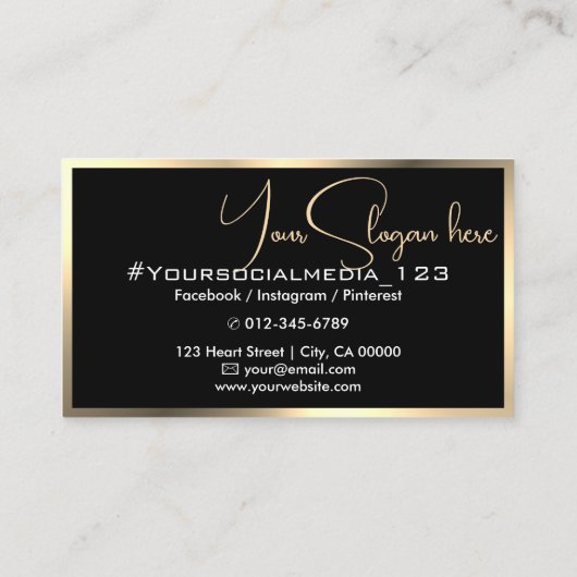 Foto Afbeelding Sjabloon Zwart & Gold Cream Beauty Visitekaartje (Achterkant)