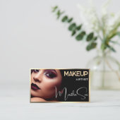Foto Afbeelding Sjabloon Zwart & Gold Cream Beauty Visitekaartje (Staand voorkant)