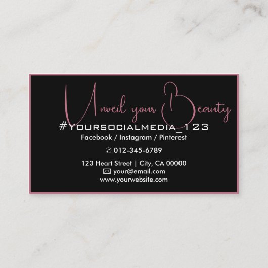 Foto Afbeelding Sjabloon Zwart Plum Thin Border Li Visitekaartje (Achterkant)