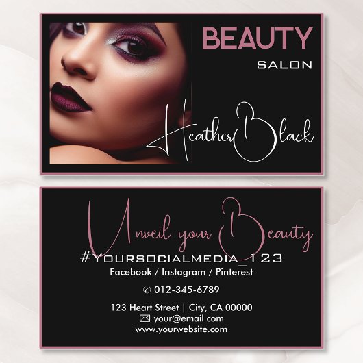 Foto Afbeelding Sjabloon Zwart Plum Thin Border Li Visitekaartje