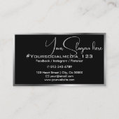 Foto Afbeelding Sjabloon Zwart & Zilvergrijs Beaut Visitekaartje (Achterkant)