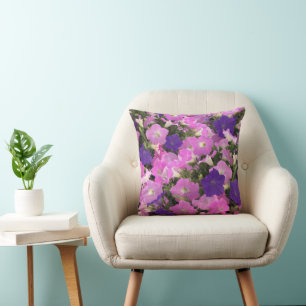 Foto afbeelding van Morning Glory Roze & Paarse Bl Kussen