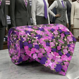 Foto afbeelding van ochtendglorie roze en paarse b stropdas