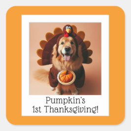foto afdrukken 1e Thanksgiving Baby of Pet Vierkante Sticker