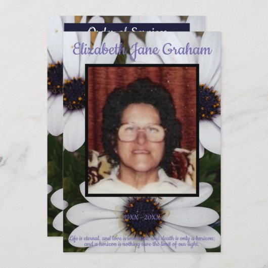 Foto Afrikaanse madeliefjes achtergrond begrafenis Programmakaart (Voorkant / Achterkant)