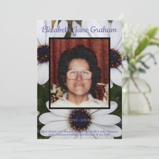 Foto Afrikaanse madeliefjes achtergrond begrafenis Programmakaart (Staand voorkant)