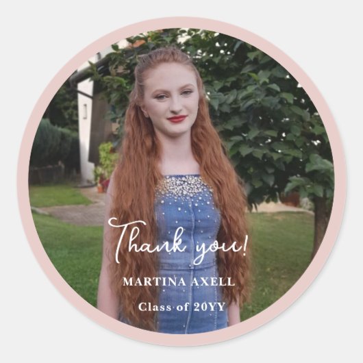 Foto Afstudeer Bedankt  Ronde Sticker (Voorkant)