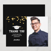 Foto Afstudeer Bedankt Zwart Goud Confetti (Voorkant / Achterkant)
