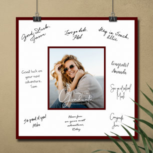 Foto Afstudeer Handtekening Donker Maroon Poster