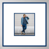 Foto Afstudeer Handtekening Navy Blauwe Rand Poster (Voorkant)