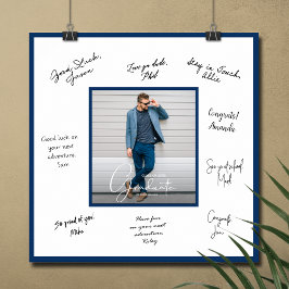 Foto Afstudeer Handtekening Navy Blauwe Rand Poster