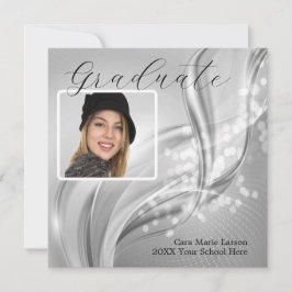 Foto Afstudeer luxe zilver metallic uitnodiging