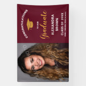 Foto Afstudeeraankondiging Burgundy Spandoek (Verticaal)