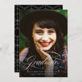 Foto afstudeeraankondiging folie zilver schrift aankondiging (Voorkant / Achterkant)