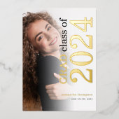 Foto Afstudeerder 2024 Gold Real Folie Aankondigin Folie Uitnodiging (Voorkant)