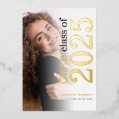 Foto Afstudeerder 2025 Gold Real Folie Folie Uitnodiging (Voorkant)