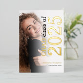 Foto Afstudeerder 2025 Gold Real Folie Folie Uitnodiging (Staand Voorkant)