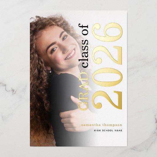 Foto Afstudeerder 2025 Gold Real Folie Uitnodiging (Voorkant)