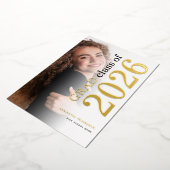 Foto Afstudeerder 2025 Gold Real Folie Uitnodiging (Gedraaid)