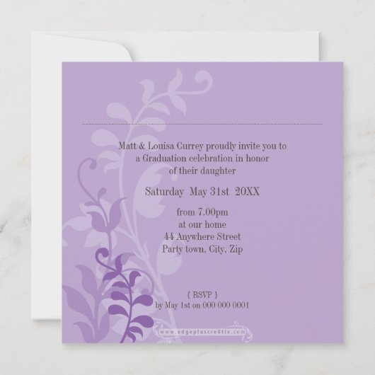 FOTO AFSTUDEERDER AANKONDIGING Elegant paarse (Achterkant)