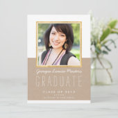 FOTO AFSTUDEERDER ANNOCEMENT cool luxe lijst kraft Kaart (Staand voorkant)