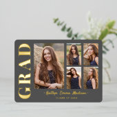 Foto Afstudeerder Collage Gray & Gold Foil Kaart (Staand Voorkant)